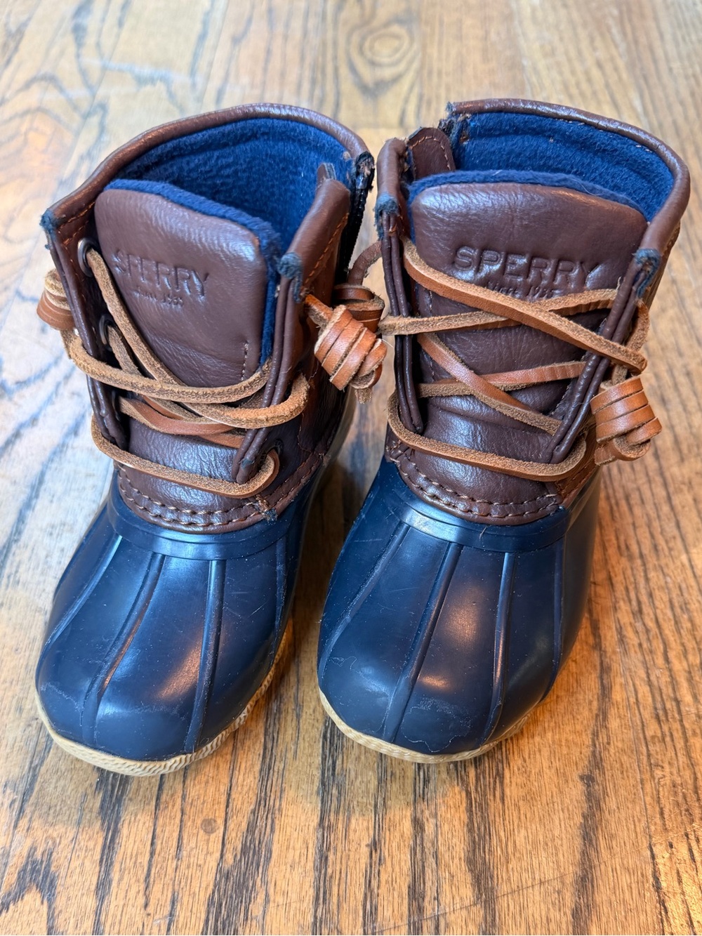 Sperry Saltwater Duck Boot Duck Boots Blue & Brown Toddler US 7